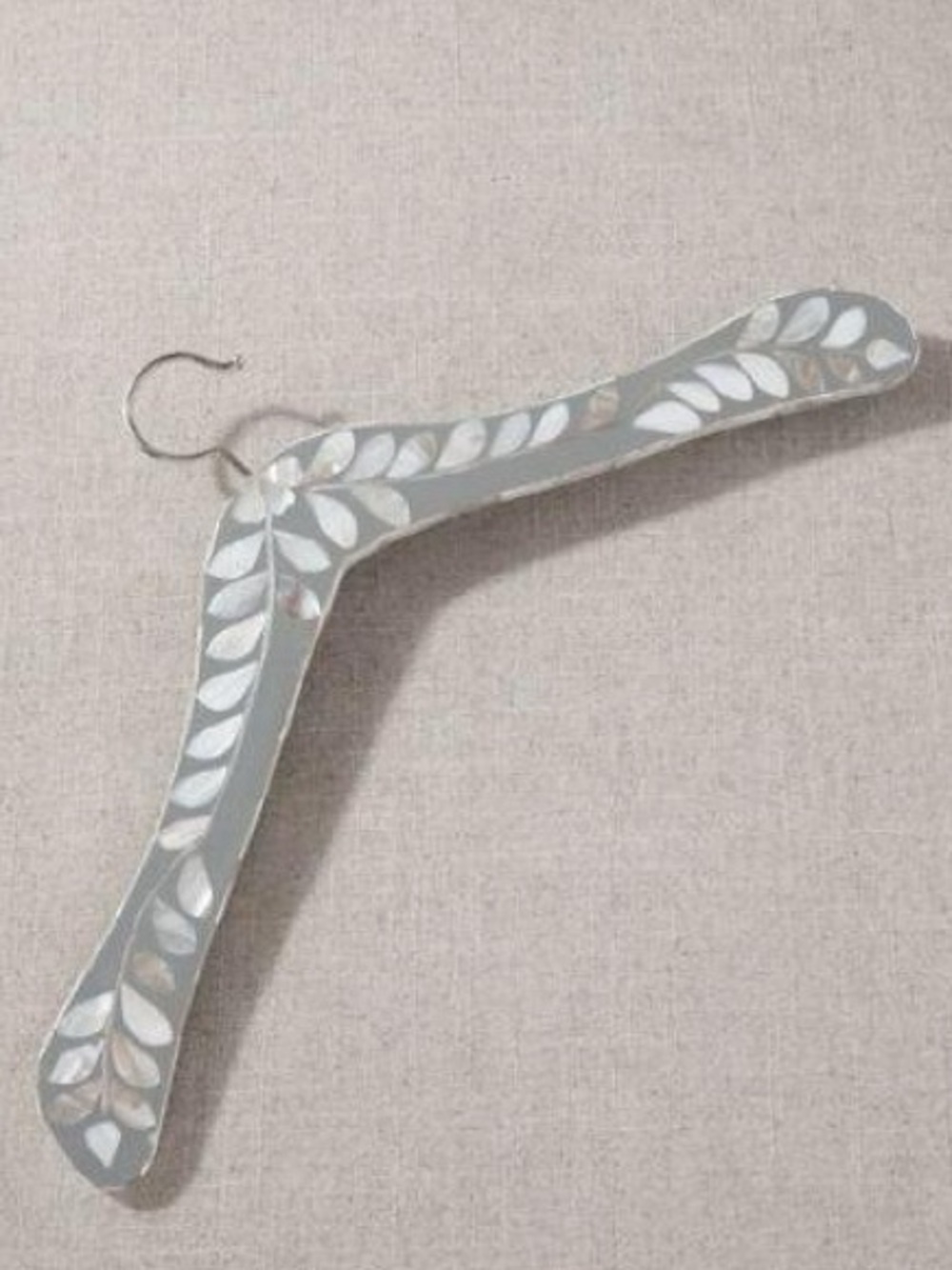 Anthropologie Botanical Inlay Hanger - Gray Mother-of-Pearl Leaf Design